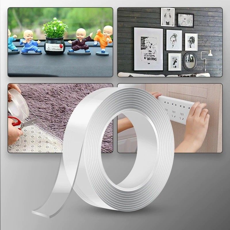 Banda dublu adeziva reutilizabila, transparenta, 3x300 cm, impermeabila - imagine 18